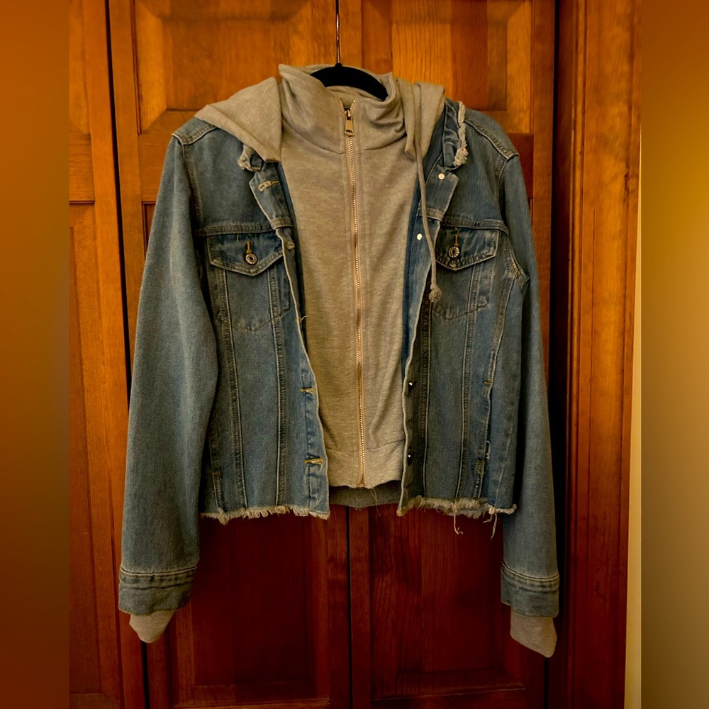 Zaful Women’s Sz M Grunge Punk Y2K/Early 2000s Inspired Blue & Grey Denim Jacket